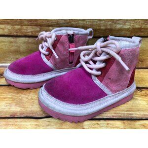 UGG Neumel II Pink Rose / Samba Red Chukka Boot Girls Toddler 8 / 25 (q7n)